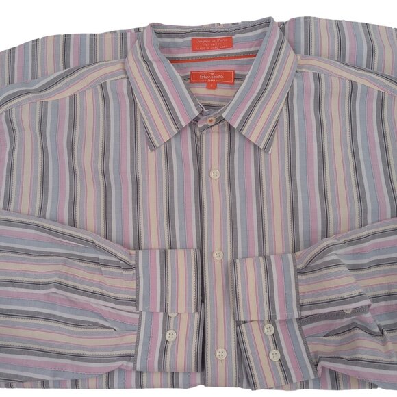 Faconnable Mens Striped Shirt Size L Large Pastel Button Front Pocket Preppy - Picture 9 of 13